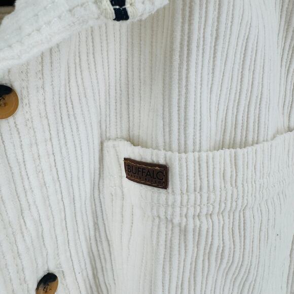 Buffalo David Bitton Beige Corduroy Button Down Shirt Jacket Shacket Size Large - Picture 4 of 8